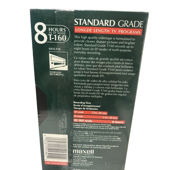 Maxell Standard Grade VHS Video Cassette Blank Tapes T-160 in EP Mode 8 Hour - Picture 2 of 10